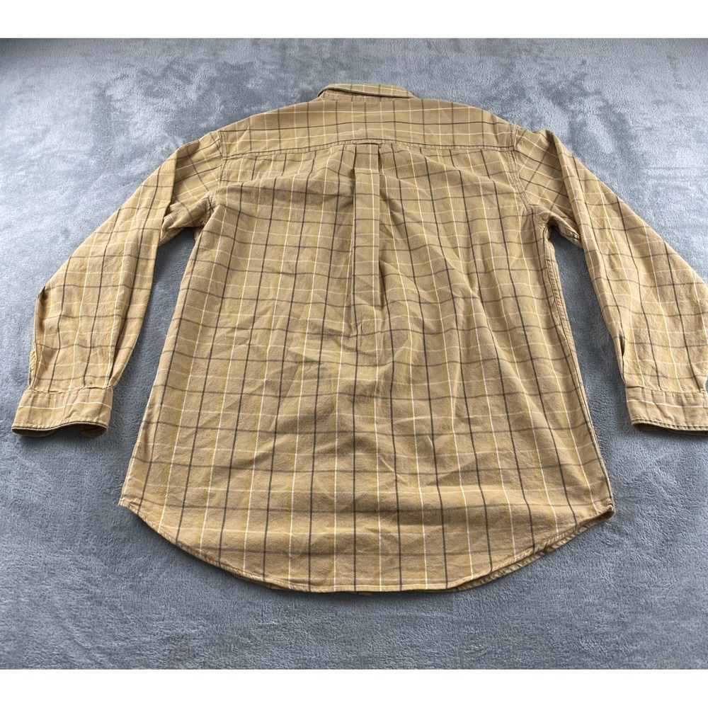 LL Bean Mens Tall L. Plaid Button Down Shirt Tan Brown 100% Cotton Long Sleeve - Picture 9 of 10